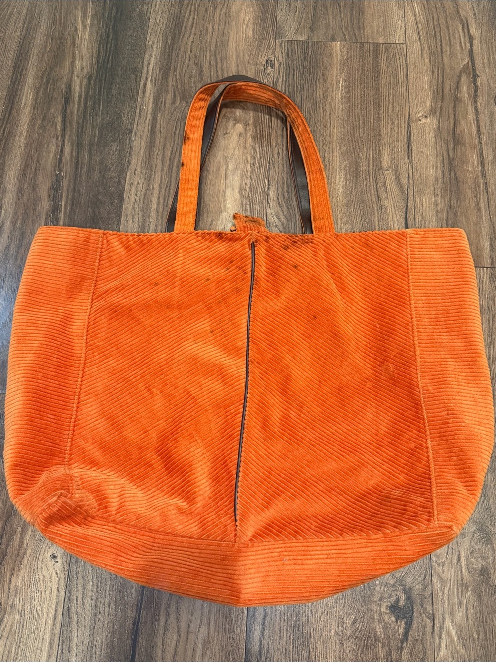 Oversize Purse Orange Corduroy Large Tote Bag Reversible Hippie polka dots